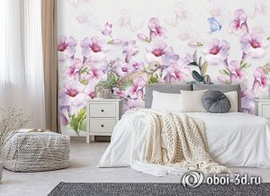 Design Studio 3D 3D Фотообои  «Сиреневые петунии с бабочками»