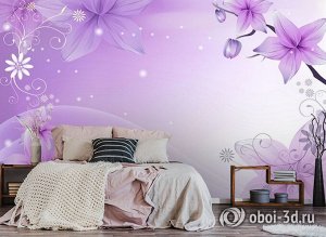 3D Фотообои  «Фиолетовая цветочная фантазия»