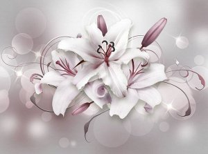 3D Фотообои  «Сияющие пудровые лилии»