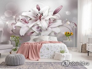 Design Studio 3D 3D Фотообои  «Сияющие пудровые лилии»