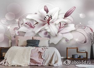 Design Studio 3D 3D Фотообои  «Сияющие пудровые лилии»