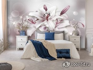 3D Фотообои  «Сияющие пудровые лилии»