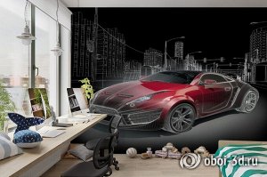 3D Фотообои «Авто ночной город»
