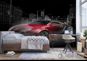 3D Фотообои «Авто ночной город»