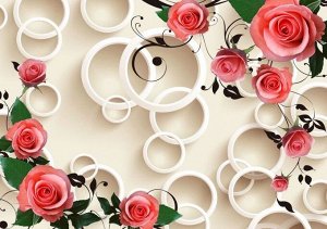 3D Фотообои  «Нежные розы на молочном фоне»