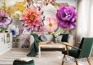 3D Фотообои «Ассорти из ярких цветов»