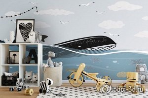 3D Фотообои «Кит в океане»