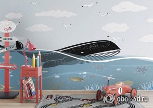 3D Фотообои «Кит в океане»