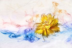 Фотообои Яркий цветок в красочных потоках