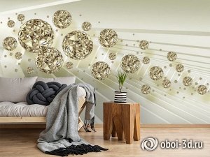 Design Studio 3D 3D Фотообои  «Золотистая абстракция со сферами»