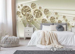 Design Studio 3D 3D Фотообои  «Золотистая абстракция со сферами»