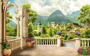 3D Фотообои «Античная терраса с видом на владения»