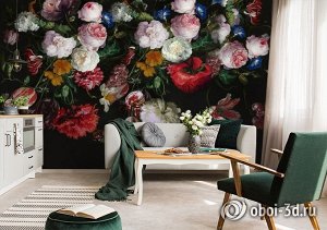 3D Фотообои  «Цветы в стиле барокко»