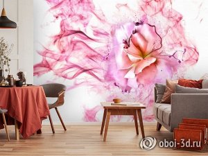 3D Фотообои «Перламутровая роза в розовой дымке»