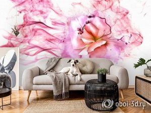 3D Фотообои «Перламутровая роза в розовой дымке»