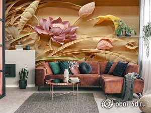 3D Фотообои  «Цветы с тиснением»