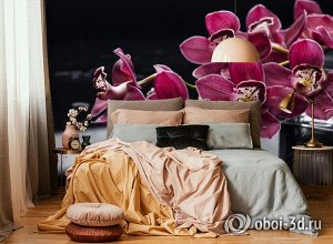 3D Фотообои «Бордовые орхидеи»