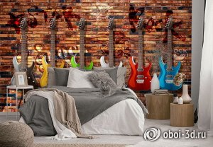 3D Фотообои «Лофт гитары»