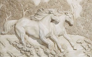 3D Фотообои  «Лошади на рельефном фоне»