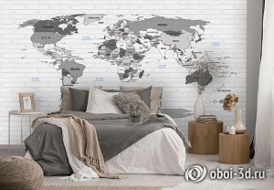 3D Фотообои «Карта на стене в стиле лофт»