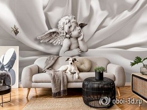 3D Фотообои «Задумчивый ангелочек»