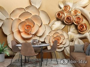 3D Фотообои  «Розы с тиснением под керамику»