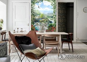 Design Studio 3D 3D Фотообои «Арка из цветов с видом на водопады»