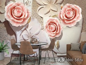 3D Фотообои  «Объемная композиция с бутонами роз»