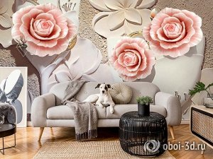3D Фотообои  «Объемная композиция с бутонами роз»
