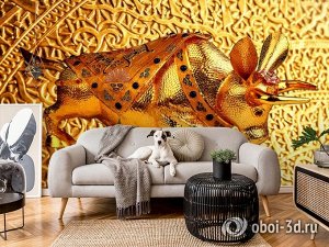 3D Фотообои  «Декорация с золотым быком в испанском стиле»