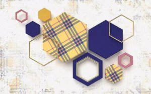 3D Фотообои  «Шестигранники в клетку»