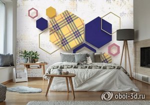 3D Фотообои  «Шестигранники в клетку»