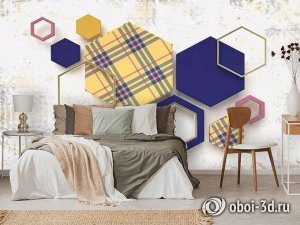 3D Фотообои  «Шестигранники в клетку»