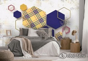 3D Фотообои  «Шестигранники в клетку»
