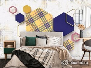 3D Фотообои  «Шестигранники в клетку»