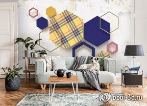 3D Фотообои  «Шестигранники в клетку»