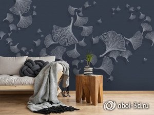 3D Фотообои «Круговорот из цветочных зонтиков на тёмном»