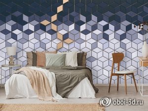 3D Фотообои  «Сине-белые кубы»