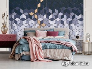 3D Фотообои  «Сине-белые кубы»
