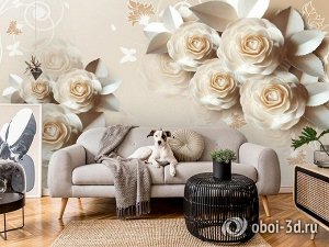 3D Фотообои «Кремовая композиция с розами»