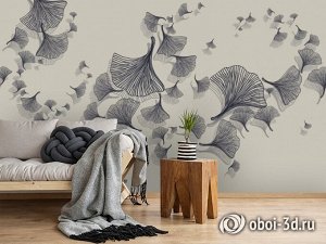 3D Фотообои «Круговорот из цветочных зонтиков на дымчатом фоне»