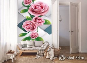 3D Фотообои «Объемные розовые розы»