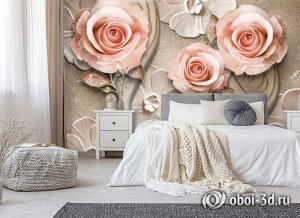 3D Фотообои «Барельефная композиция с розами»