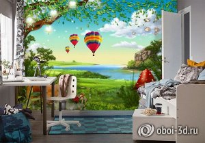 3D Фотообои «Воздушные шары в долине»