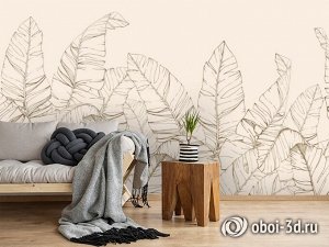 3D Фотообои «Композиция с листвой в песочных тонах»