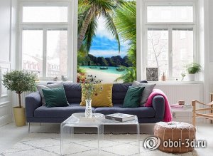 3D Фотообои «Лодочки в тропическом заливе»