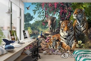 3D Фотообои «Тигриное царство»