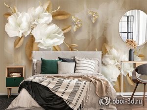 Design Studio 3D 3D Фотообои  «Цветы с драгоценными бабочками»