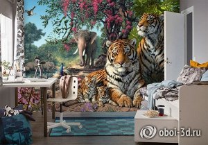 3D Фотообои «Тигриное царство»