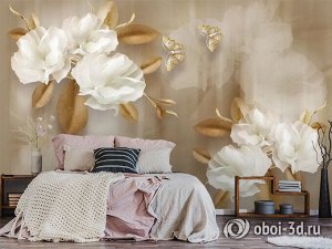 Design Studio 3D 3D Фотообои  «Цветы с драгоценными бабочками»